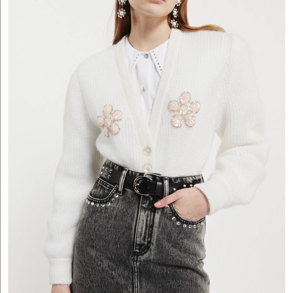 Alessandra Rich Embellished Cropped MohairCardigan - Picture 3 of 9